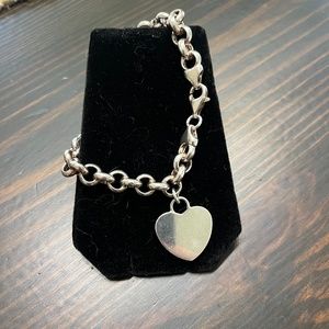 925 Italy Sterling Silver Heart Charm Bracelet